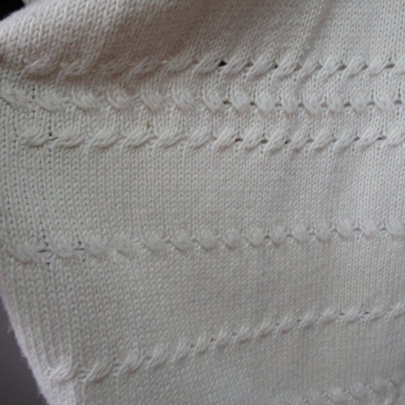 Womens Talbots Wool Blend Long Boho Sweater Ivory Blue Open Front Size Large - Picture 4 of 7